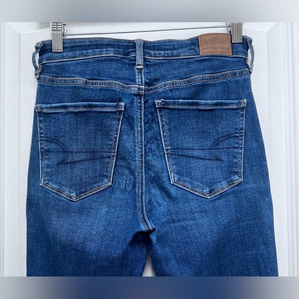 American Eagle Outfitters Next Level Stretch Women's Dark Blue Flared Jeans SZ 2 - Picture 10 of 14